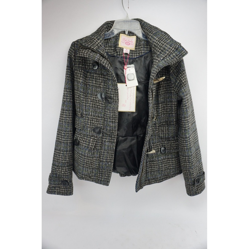 VGC Pink Envelope Women Size M Medium Coat / Jacket‎ Toggle Brown Plaid